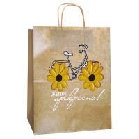 Пакет подарочный бумажный (22х25х12) крафт Жизнь прекрасна 1/250 Пакет подарочный бумажный (22х25х12) крафт Жизнь прекрасна 1/250