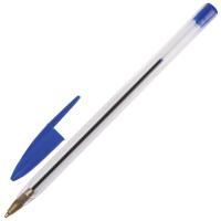 Ручка шариковая синяя узел 1мм линия 0,5мм корпус прозр STAFF Basic BP-01 1/50/2000
