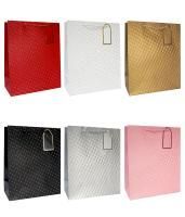 Пакет подарочный бумажный (26х32х12) Объёмный горошек 1/12