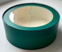 Коробка шайба с прозр. крышкой 16х6,5см зеленый лен Коробка шайба с прозр. крышкой 16х6,5см зеленый лен