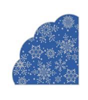 НГ Салфетки 3-сл d 32 см  Rondo Серебряные снежинки на синем (12) 1/15