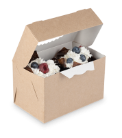 Коробка для капкейков/маффинов с окном 160х100х100мм на 2шт картон OSQ MUF 2 25/250