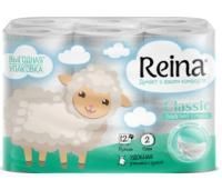 Туалетная бумага евро 2сл белая 12штх18м Reina Classic 1/4