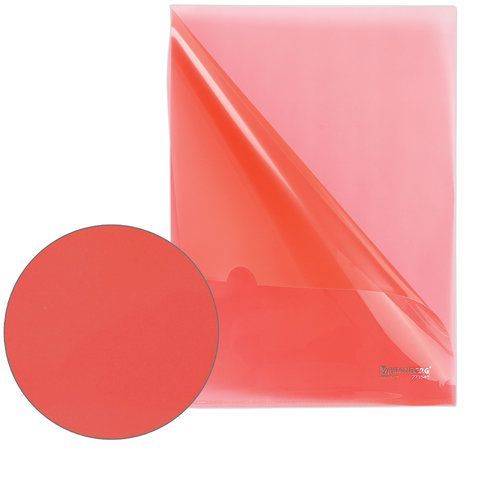 Папка-уголок А4 прозр. красная 0,15мм BRAUBERG 1/15