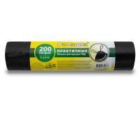 Мешок для мусора 200л рулон ПВД (100х115)-40 с завязками черный ПРАКТИЧНЫЕ 92г Ромашка (5шт) 1/15