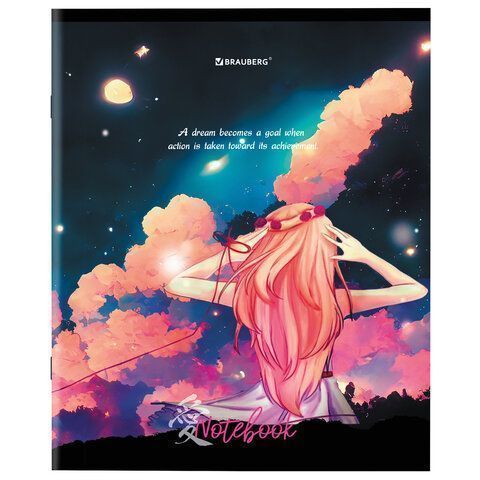 Тетрадь 48л А5 клетка обложка картон BRAUBERG Anime 1/10/100