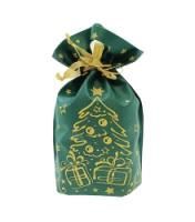 НГ Подарочный мешок текстильный Елочка до 1,3кг 23х32,5+4,5см зел 20/500