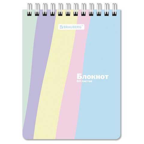 Блокнот 60л А6 110х145мм клетка гребень BRAUBERG Pastel 1/6/72