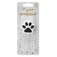 Свеча для торта на шпажке Лапка-сквиш бело-черная 1/30